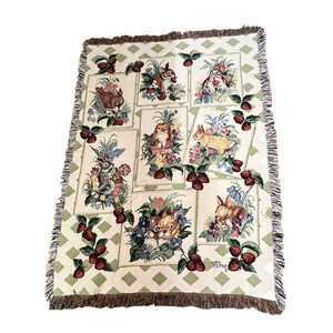 Rabbits Woven Tapestry Afghan Manual Inspirational Collection 72" x 52" Cpttpn